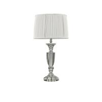Lampa stołowa KATE-3 TL1 ROUND BIAŁY Ideal Lux  122878 posiada lekki korpus z przezroczystych elementów kryształowych podwójne klosze w wersji okrągłej
