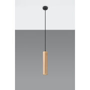 LAMPA  WISZĄCA LINO DREWNIANA TUBA NA CZARNEJ PODSUFITCE PROSTA ELEGANCKA SL.0636 SOLLUX