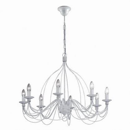 Lampa wisząca Corte SP8 BIANCO ANTICO Ideal Lux  005898 z ręcznie modelowanego metalu w kolorze antycznej bieli w stylu pałacowym