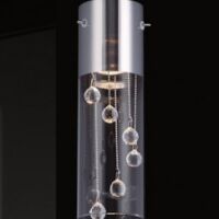Lampa wisząca Cordell MDM1835-1 Italux nowoczesna lampa wykończenie w kolorze chromu klosz w kształcie tuby ze szkła transparentnego  wewnatrz zwisające kryształki w kształcie kul