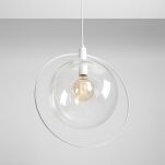 Lampa wisząca AURA WHITE szklana transparentna kula z białym wykończeniem ALDEX 1065G - 2