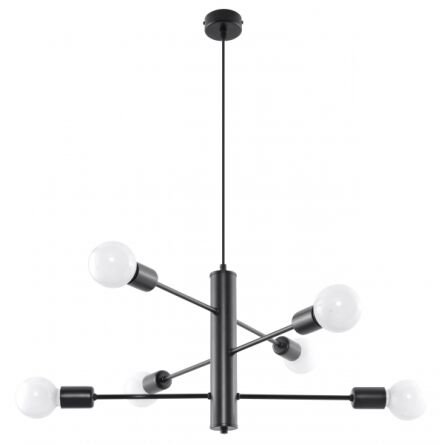 Lampa wisząca DUOMO 6 SL.0305 Sollux stylowa lampa  wykonana ze stali malowanej proszkowo w kolorze czarnym 6 źródeł światłą