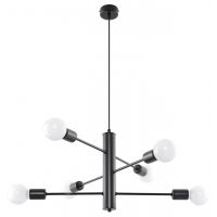 Lampa wisząca DUOMO 6 SL.0305 Sollux stylowa lampa  wykonana ze stali malowanej proszkowo w kolorze czarnym 6 źródeł światłą