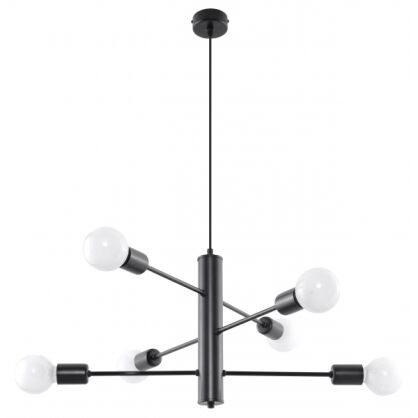 Lampa wisząca DUOMO 6 SL.0305 Sollux stylowa lampa  wykonana ze stali malowanej proszkowo w kolorze czarnym 6 źródeł światłą
