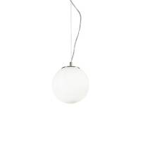 Lampa wisząca Mapa Bianco SP1 D20 Ideal Lux  009148  Klosz jest w kształcie kuli z białego trawionego, dmuchanego szkła