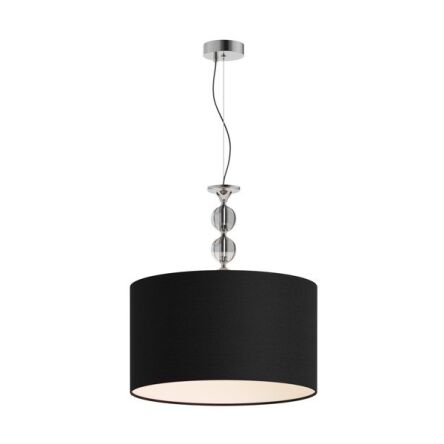 Lampa wisząca REA RLD93163-1B Zuma Line czarny okrągły abażur podstawa chromowana kryształowe kule