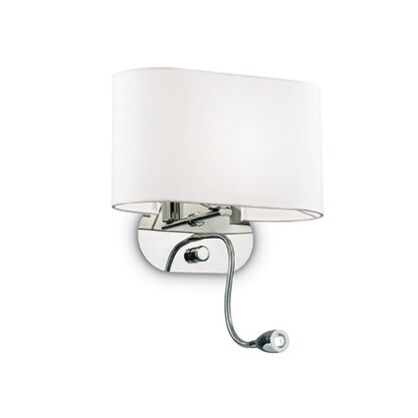 Kinkiet Sheraton AP2 BIANCO Ideal Lux  074900 biały klosz z folii PCV pokrytej tkaniną elastyczne ramię do czytania rama w kolorze chromu