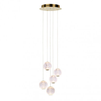 Lampa wisząca Rosario PND-12220121-5A-GD Nowoczesna złota transparentne kule
