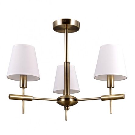 Lampa sufitowa Balter  ITALUX MD38482-3 lampao surowym klasycznym wykończeniu posiada klosze z białej tkaniny metalowe elementy mają złoty kolor