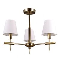 Lampa sufitowa Balter  ITALUX MD38482-3 lampao surowym klasycznym wykończeniu posiada klosze z białej tkaniny metalowe elementy mają złoty kolor