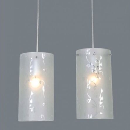 Lampa wisząca Rico MDM1587/2A Italux nowoczesna lampa wykończenie w kolorze chromu klosze w kształcie tub ze szkła z dekoracyjnymi motywami kwiatowymi