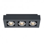 Lampa sufitowa CASEMIRO IT8002S3-BK/AL Italux POTRÓJNA NATYNKOWA ALUMINIUM / CZARNA  WYKONANA Z METALU I ALUMINIUM GU10