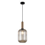 Lampa wisząca ANTIOLA PND-5588-1L-BRO+AMB Italux SZKLANY KARBOWANY KLOSZ W KOLORZE BURSZTYNOWYM MOSIĘŻNE WYKOŃCZENIE - 2
