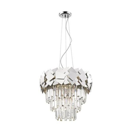 Lampa wisząca QUASAR  P0506-06A-F4AC ZUMALINE SREBRNA W STYLU pałacowym niesamowicie elegancka doskonałe dopełnienie salonu