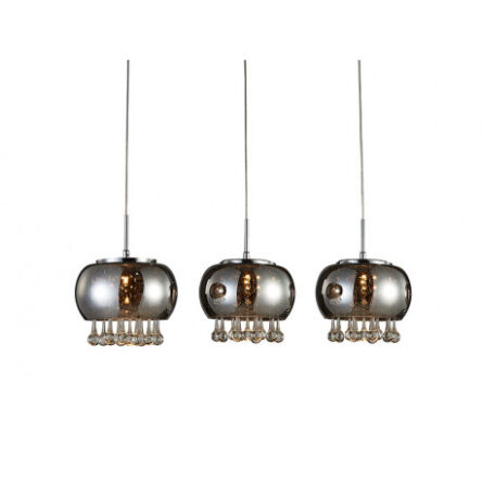Lampa wisząca BURN 3 LINE  AZzardo AZ2454 szklany chromowany klosz z wyłaniającymi się kryształkami 3 klosze na listwie
