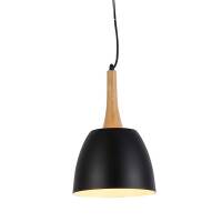 Lampa wisząca Prato BK AZzardo FLPR20BK AZ1332 z metalu w kolorze czarnym i drewna nowoczesna do kuchni