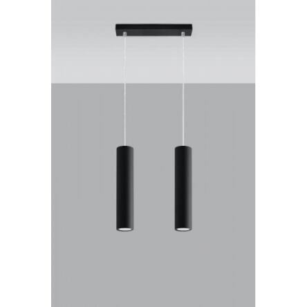 Lampa wisząca LAGOS 2 SL.0328 wiszaca w kolorze czarnym dwie tuby umieszczone na podsufitce w kształcie listwy idealna do jadalni