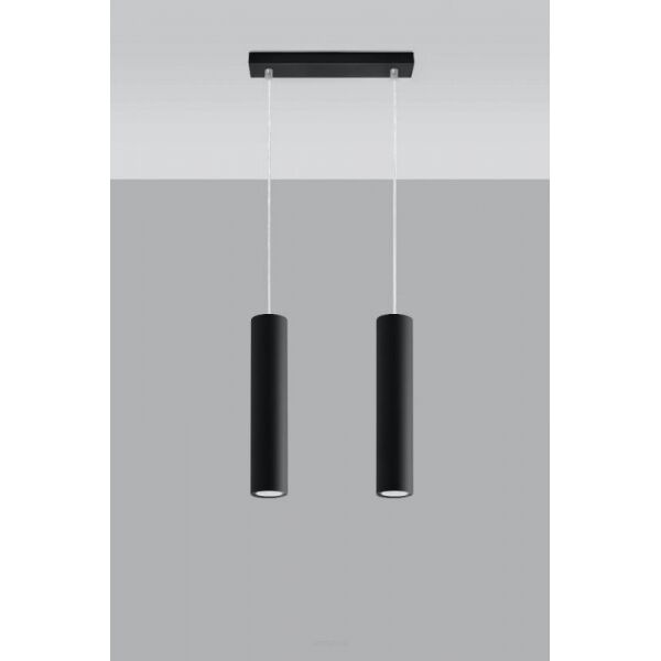 Lampa wisząca LAGOS 2 SL.0328 wiszaca w kolorze czarnym dwie tuby umieszczone na podsufitce w kształcie listwy idealna do jadalni