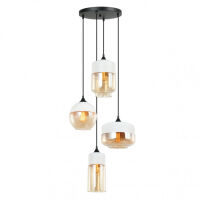 Lampa wisząca MOLINA MDM-4364/4 W+AMB Italux  3 dwukolorowe klosze różnych rozmiarów BIAŁO / SZAMPAŃSKIE STYLOWA NOWOCZESNA