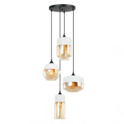 Lampa wisząca MOLINA MDM-4364/4 W+AMB Italux  3 dwukolorowe klosze różnych rozmiarów BIAŁO / SZAMPAŃSKIE STYLOWA NOWOCZESNA