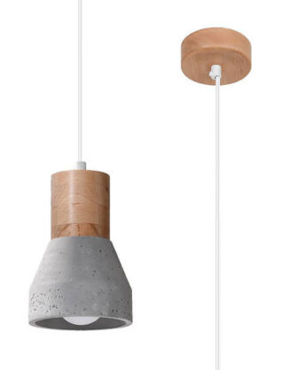 Lampa wisząca QUBIC SL.0964 Sollux Lighting drewno beton E27