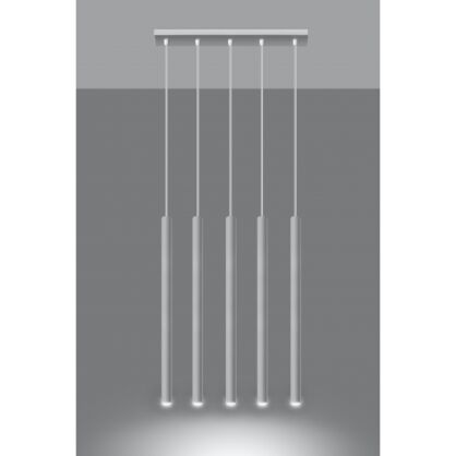 LAMPA WISZĄCA PASTELO 5 Biała Rura Walec Led SOLLUX  Lampa Ścienna NOWOCZESNY stal  SL.0468 metalowa lampa 