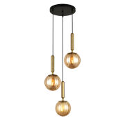 Lampa wisząca Ravena PND-2324-3A BRO+AMB Italux Potrójna mosiądz 