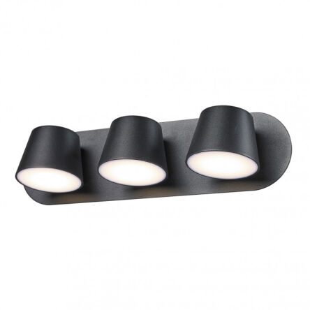 KINKIET KUOLA  Italux MB1350-3 BK Potrójna oprawa ścienna CZARNA LED  IP20
