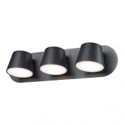 KINKIET KUOLA  Italux MB1350-3 BK Potrójna oprawa ścienna CZARNA LED  IP20