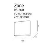 Kinkiet Zone I W0200 IP44 Maxlight led nowoczesna kolor biały  ip44 - 2