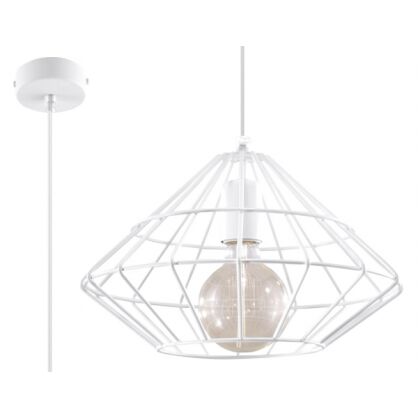 Lampa wisząca  Umberto biała SL.0293 Loftowa Nowoczesna   klosz z metalu druciany