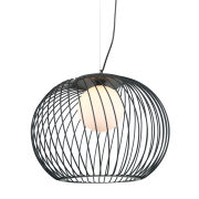 Lampa wisząca CLARISA MDM-3842-1 BK Italux AŻUROWY DRUCIANY ABAŻUR MLECZNY SZKLANY KLOSZ  NOWOCZESNA