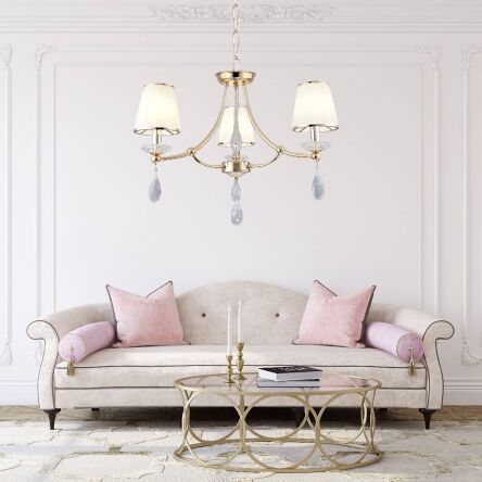 Lampa wisząca DOMINNI LDP 9268-3 (GD) Lumina Deco trójramienna złota abażury