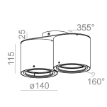 Lampa sufitowa natynkowa Tuba 111x2 Distance  aquaform tuba podwójna - 2