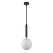 Lampa wisząca Ravena PND-2324-1 GD+OPA Italux mosiądz i biały kulisty klosz 