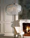 Lampa wisząca Rego 50 AZzardo 3957-8PX AZ1000  kryształki wyłaniają się spod okrągłego klosza elegancka kryształowa - 2