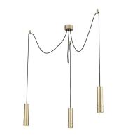  Lampa wisząca Azzardo LOCUS L Pendant 3 AZ3404 potrójny zwis złote tuby z marszczeniem 