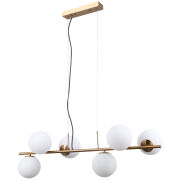 Lampa wisząca RADDI PND-5510-6-HBR Italux NIESZABLONOWY DESIGN złoty korpus BIAŁE OKRĄGŁE KLOSZE
