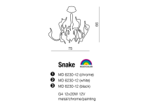 Lampa wisząca Snake czarna AZzardo AZ1017 MD 6230-12 BK kształtem przypomina węże ma kolor czarny - 3