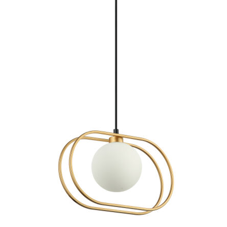 Lampa wisząca Grosetta  PND-53423-1-GD Italux kula umieszczona w podwójnej złotej eliptycznej ramce