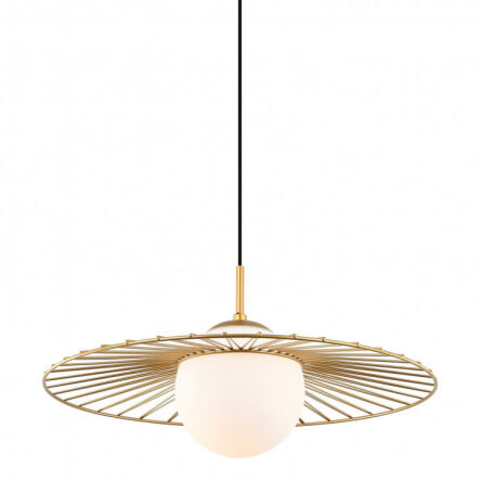 Lampa wisząca SALLY MDM-4003/1 GD Italux ORYGINALNA CZARNA DRUCIANA OPRAWA Z BIAŁYM KLOSZEM 