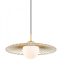 Lampa wisząca SALLY MDM-4003/1 GD Italux ORYGINALNA CZARNA DRUCIANA OPRAWA Z BIAŁYM KLOSZEM 