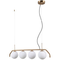 Lampa wisząca  CARIMI PND-3300-4-HBR Italux  metalowy korpus szklane białe klosze  MOSIĄDZ ZWIS KULE   4xG9
