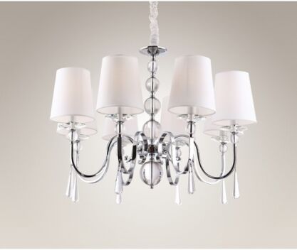 Lampa wisząca Charlotte P0110  Maxlight abażury białe nowoczesne eleganckie kryształki