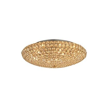 Plafon King PL9 Ideal Lux 073262   klosz składający się z metalowych pierścieni wypełnionych kryształkami kolor złoty 