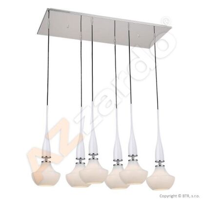 Lampa wisząca Tasos 6 AZzardo MD2095-6W  AZ1883  nietypowy elegancki klosze są wykonane z metalu chromowanego i szkła w kolorze białym