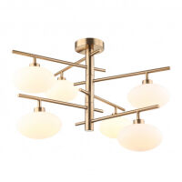 Lampa wisząca FIORENZO MXM3661-6 BRO+W ITALUX Nowoczesna i nietuzinkowa w kolorze mosiądzu białe  klosze 
