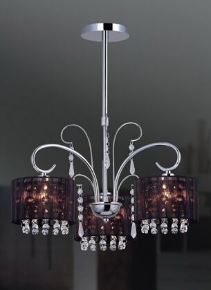 Lampa wisząca Span MDM1583/3  Italux  chrom czarny abażur styl pałacowy elegancki 