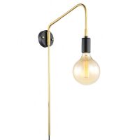 LAMPA ścienna kinkiet Italux Malene  MBM3386/1 BK+GD wykonana jest ze stali o czarno-złotym wykończeniu styl skandynawski