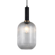 Lampa wisząca ANTIOLA PND-5588-1L-BK+CL Italux SZKLANY TRANSPARENTNY KLOSZ  CZARNE AKCENTY ŚREDNICA 20 CM